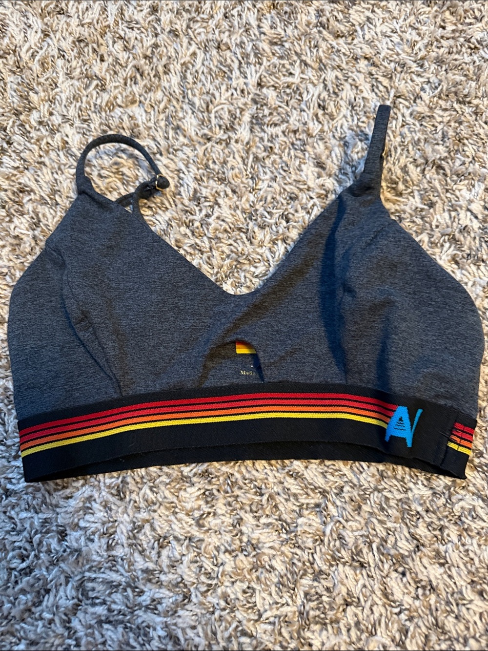 Aviator Nation Gray Bralette with Rainbow Band